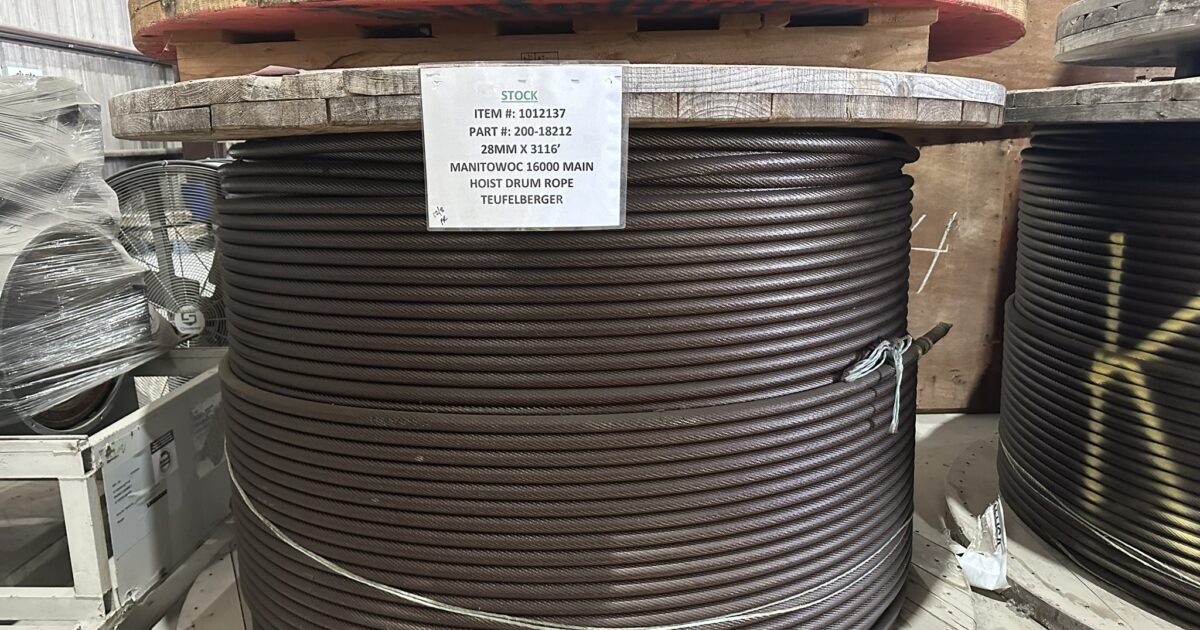 Manitowoc Wire Rope - 28mm x 3116' Parts For Sale | Bigge.com
